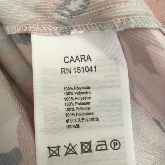 CAARA Asti Midi Dress Size M Pink Coral Red Floral V-neck Puff Sleeve Spring - Picture 8 of 9